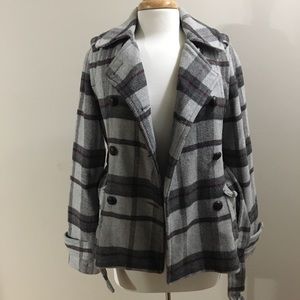 Plaid pea coat
